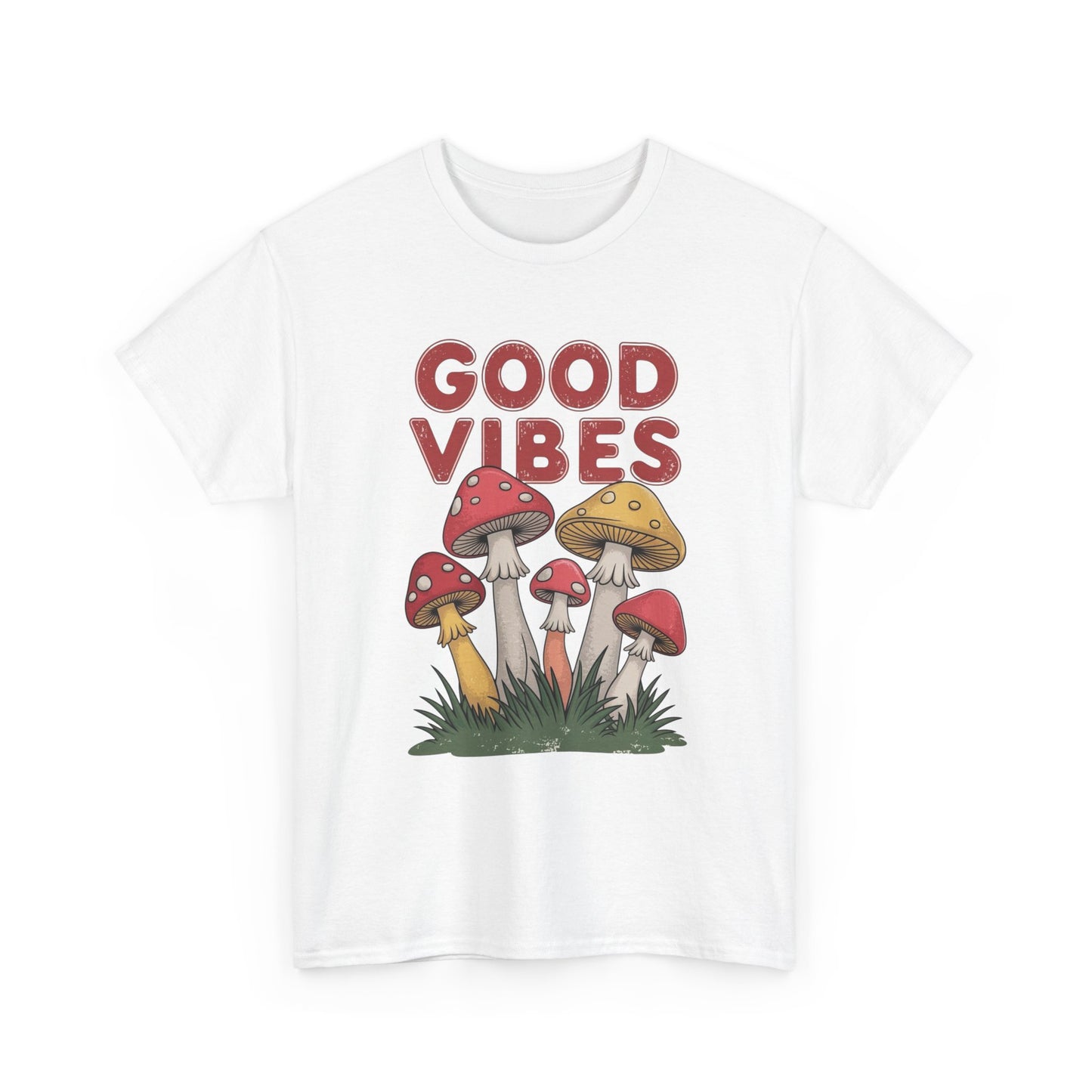 Good Vibes Mushrooms Graphic T Shirt NEW ADULT Unisex Heavy Cotton Tee