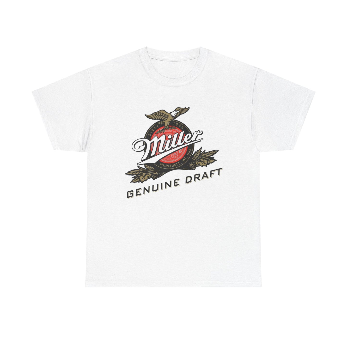 Miller Genuine Draft Beer T Shirt Vintage Retro Logo Unisex Heavy Cotton Tee