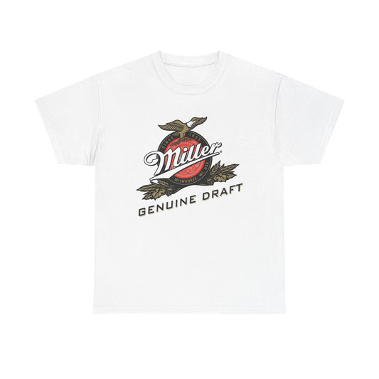 Miller Genuine Draft Beer T Shirt Vintage Retro Logo Unisex Heavy Cotton Tee