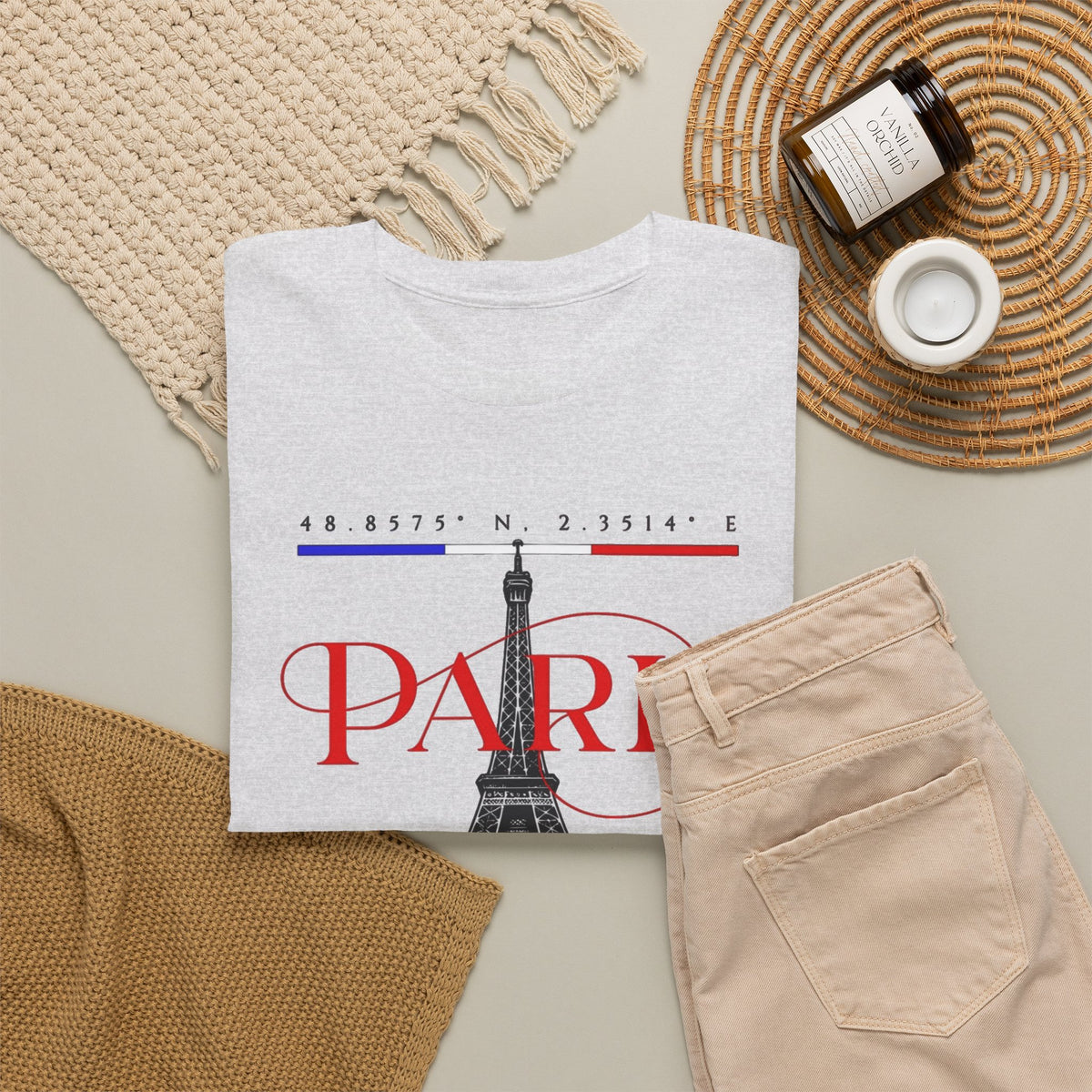 Paris Love Repeat Graphic T Shirt Men's Heavy Cotton Tee