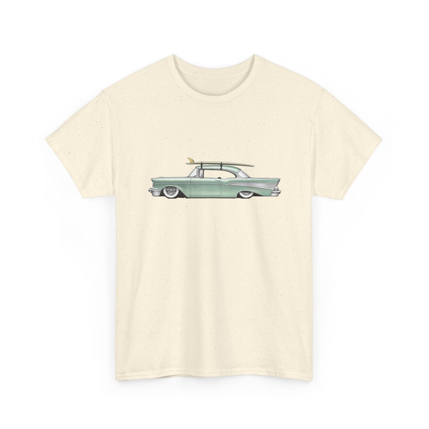 57 Chevy Cruiser Surfer Graphic T Shirt Unisex Heavy Cotton Tee NEW