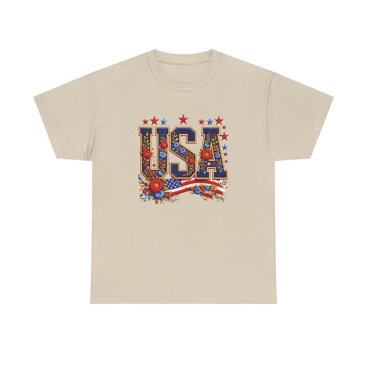 United States Floral Graphic T Shirt Unisex NEW Heavy Cotton Tee