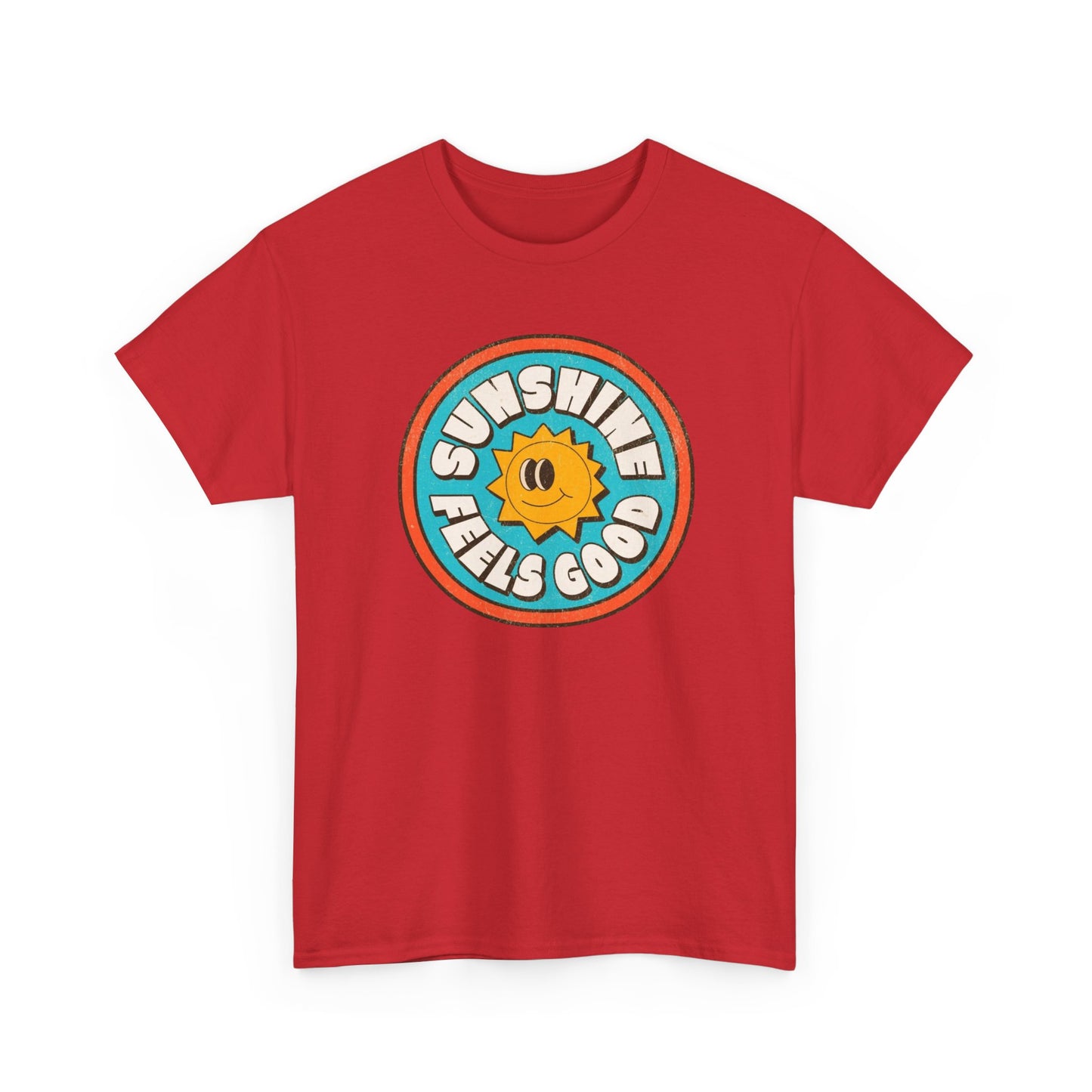 Sunshine Feels Good Graphic T Shirt Happy Smiles Unisex Heavy Cotton Tee