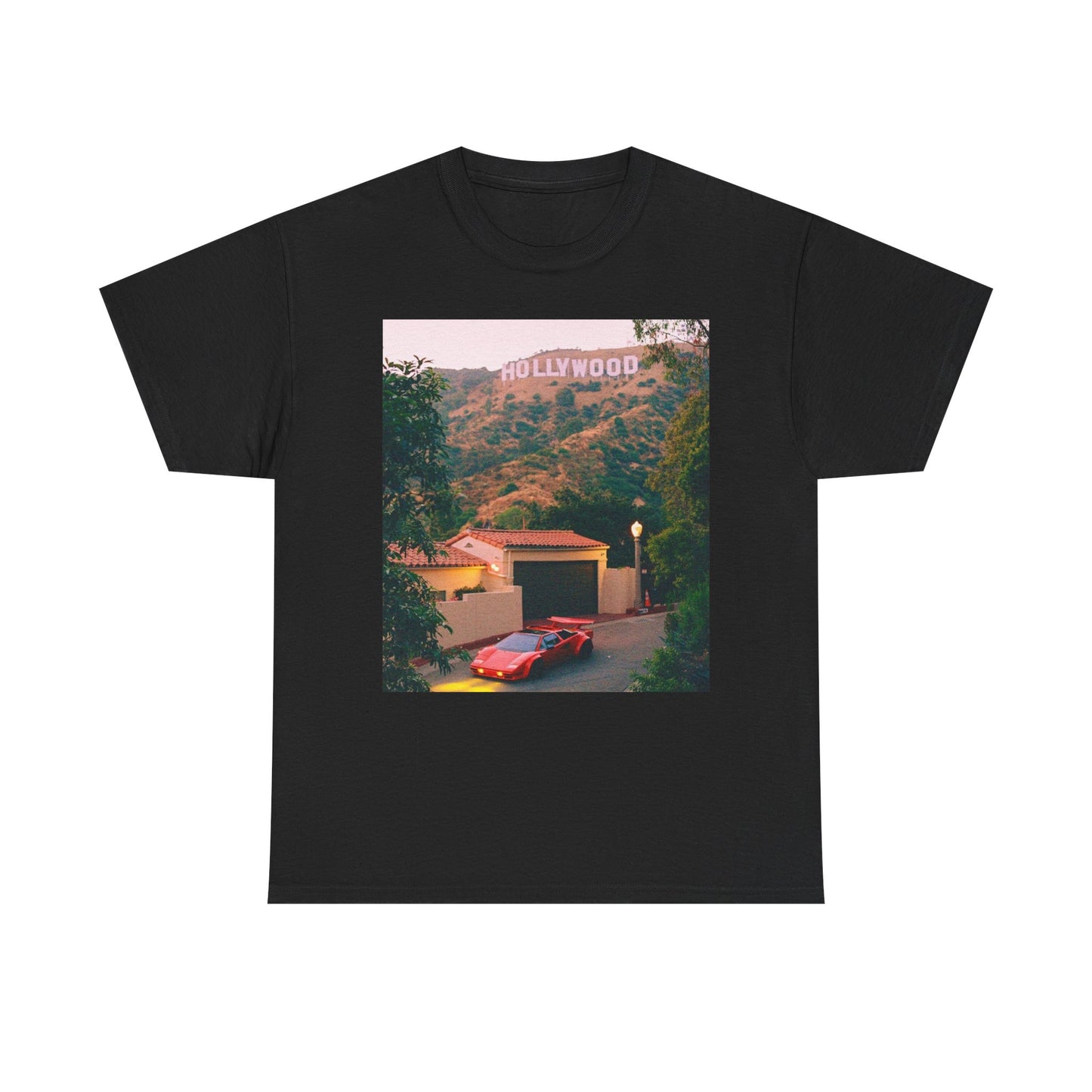 Lamborghini California vintage retro photo Hollywood hills Heavy Cotton Tee