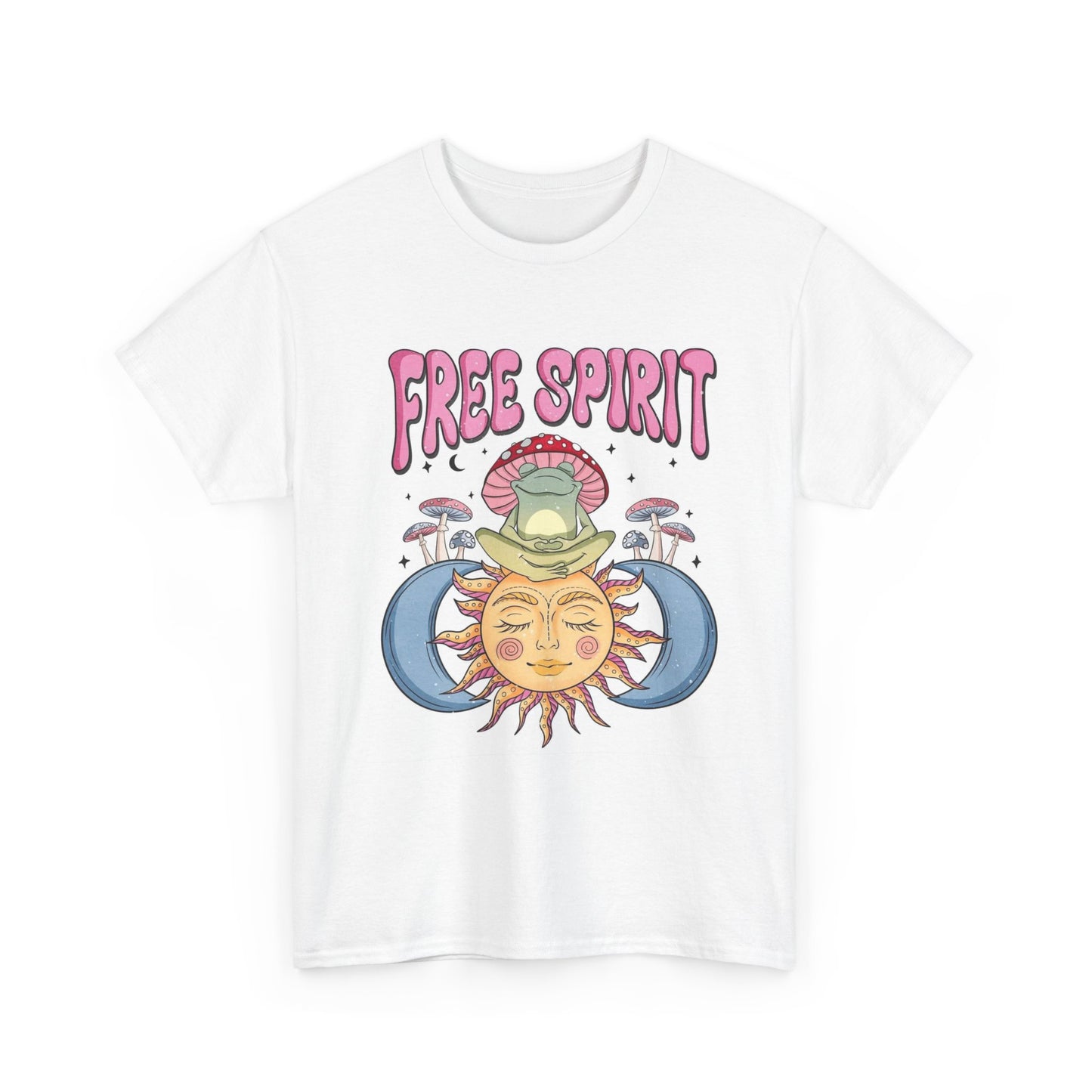 Free Spirit Graphic T Shirt Vintage Hippy Happy Unisex Heavy Cotton Tee