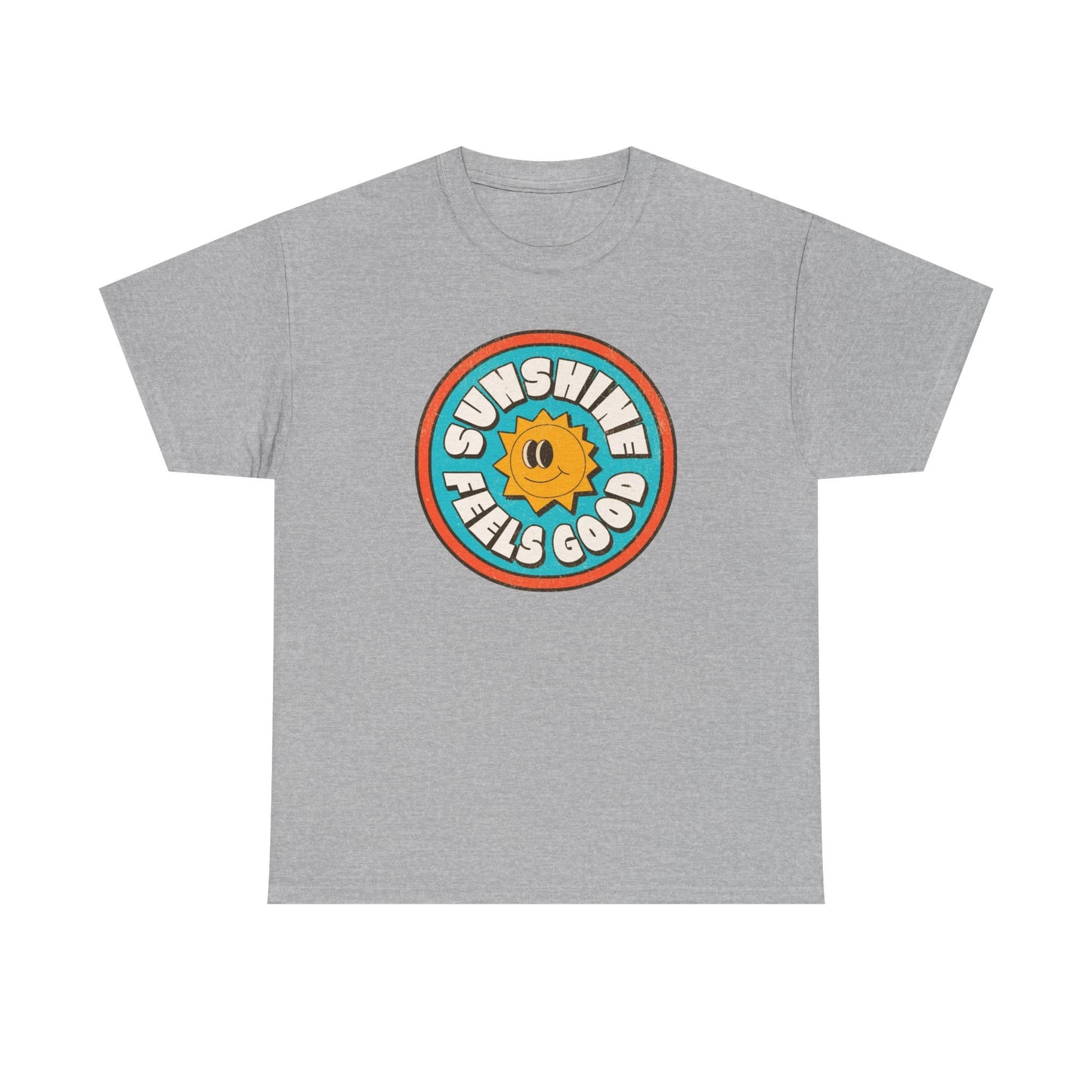 Sunshine Feels Good Graphic T Shirt Happy Smiles Unisex Heavy Cotton Tee