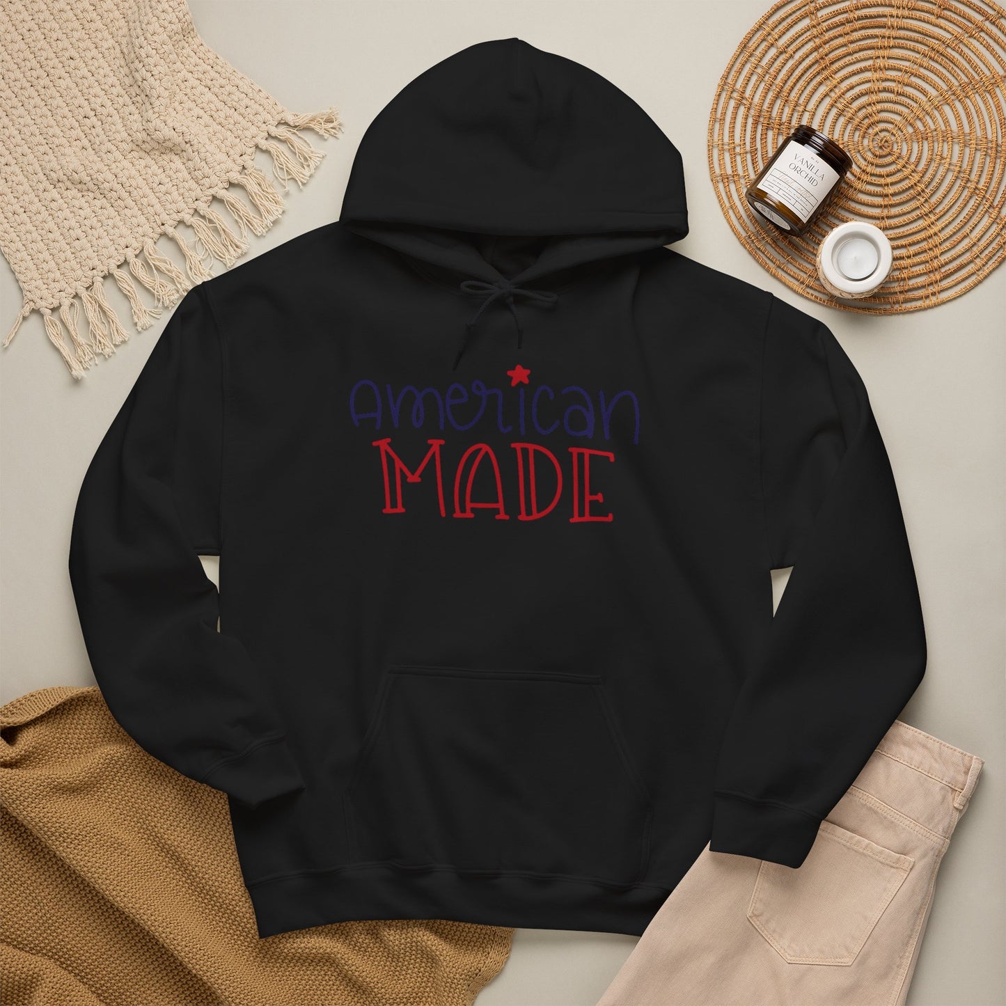 American Made USA Retro Graphic Hoodie Men's Heavy Blend™ Hooded Sweatshirt