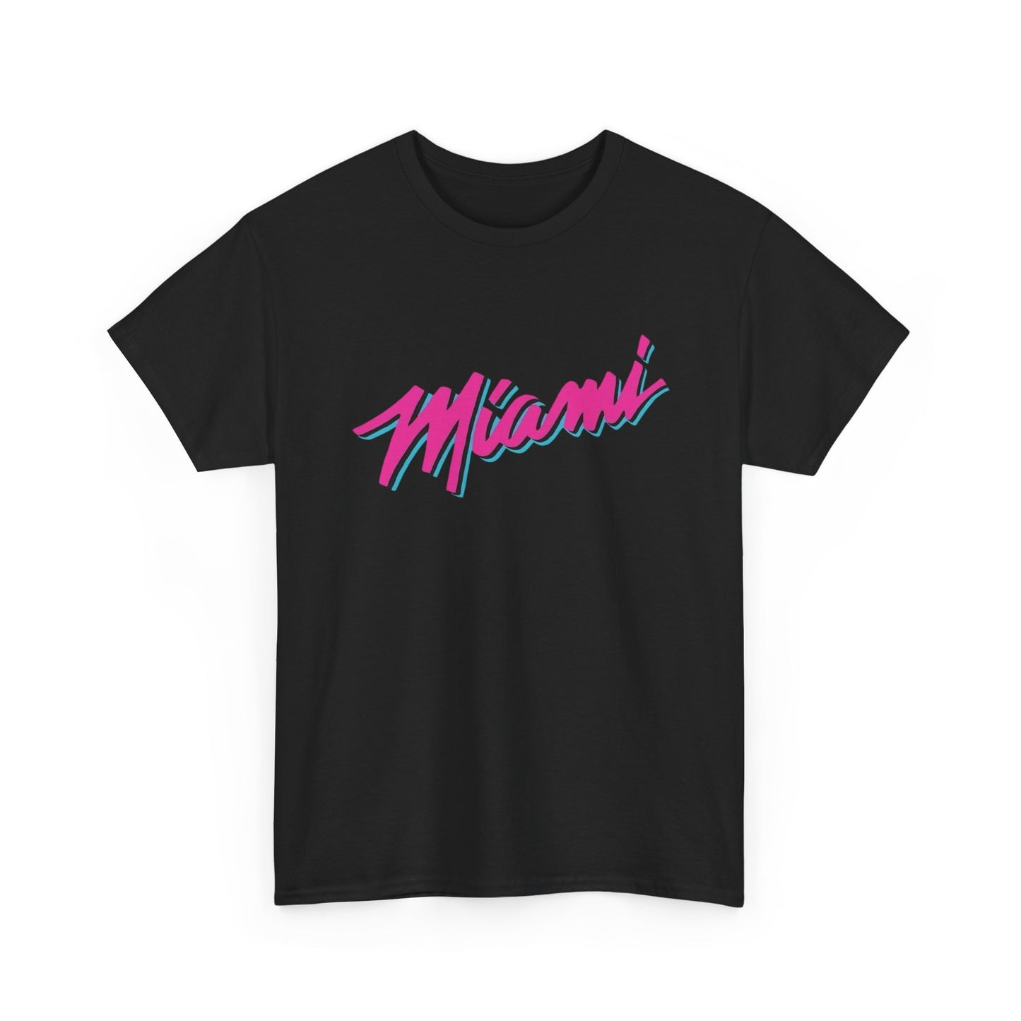 Miami Logo Neon Graphic T Shirt ALL SIZES Tee Unisex Heavy Cotton