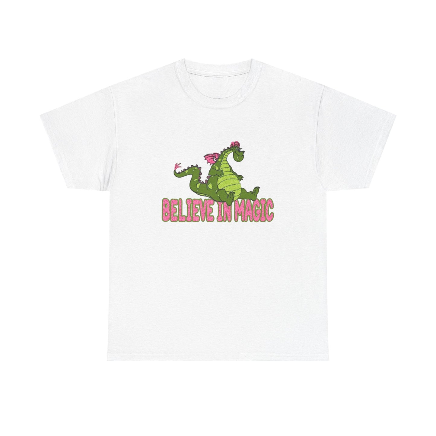 Believe In Magic T Shirt Funny Puff the Magic Dragon Graphic Unisex Heavy Cotton