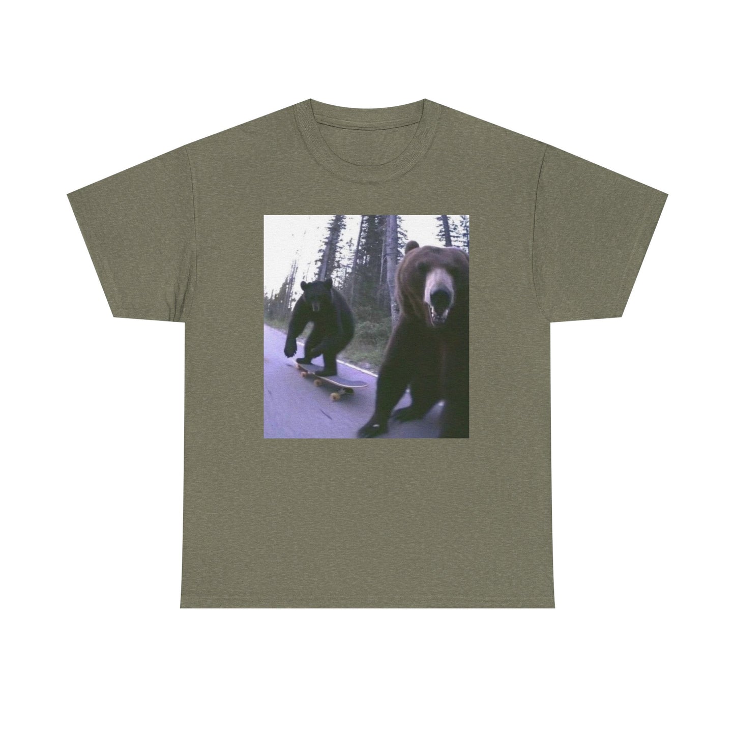 Bear Thrashing Skateboarding Graphic T-Shirt Unisex Heavy Cotton Tee NEW
