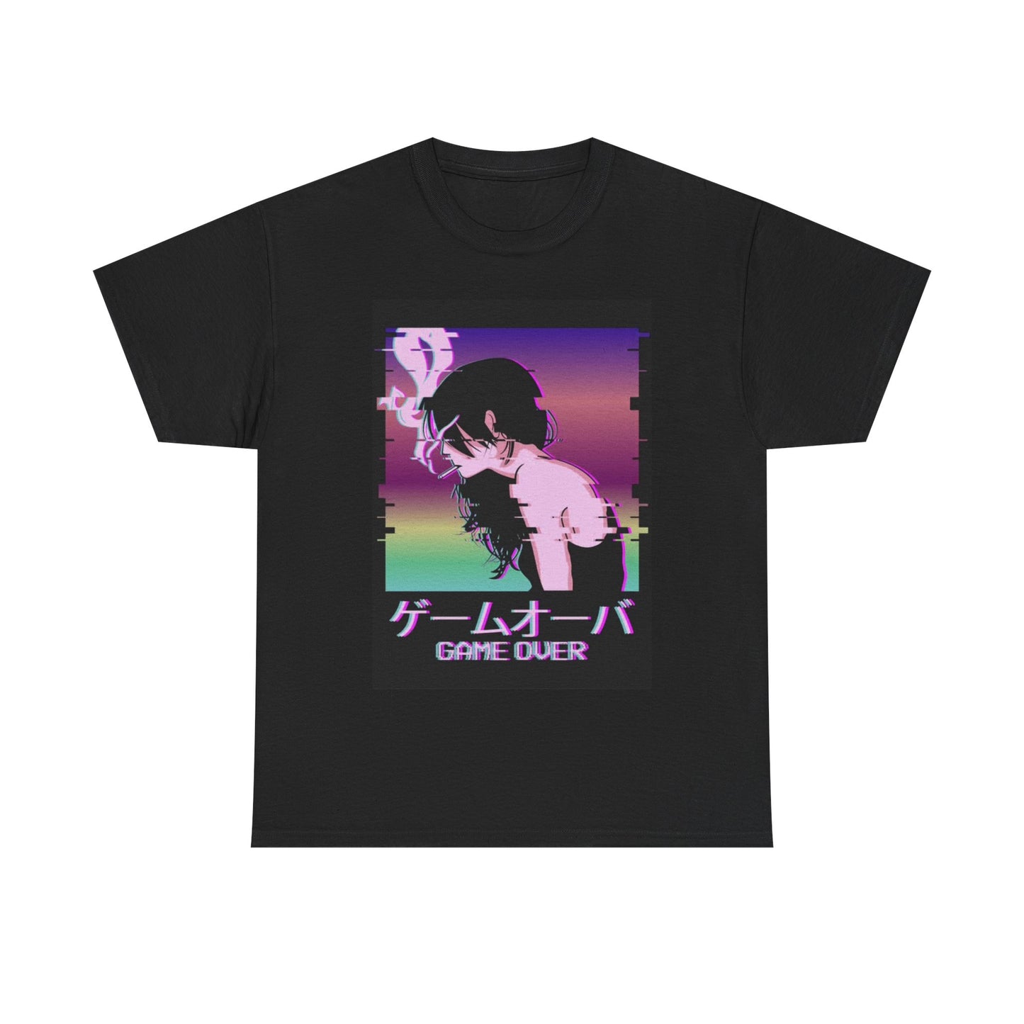 Waifu Anime T-shirt Girl Graphic Cartoon Retro Gaming Heavy Tee Gamer oi