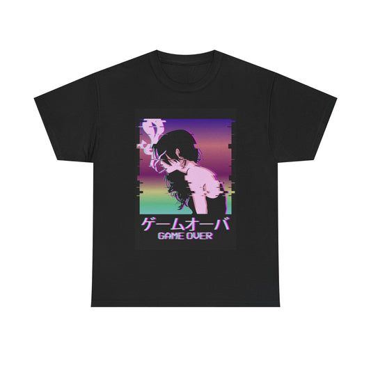 Waifu Anime T-shirt Girl Graphic Cartoon Retro Gaming Heavy Tee Gamer oi