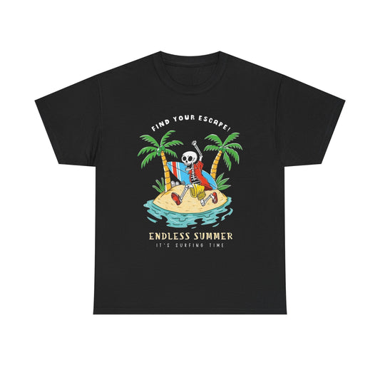 Find Your Escape In Summer Graphic T Shirt Unisex Heavy Cotton Tee New Gift