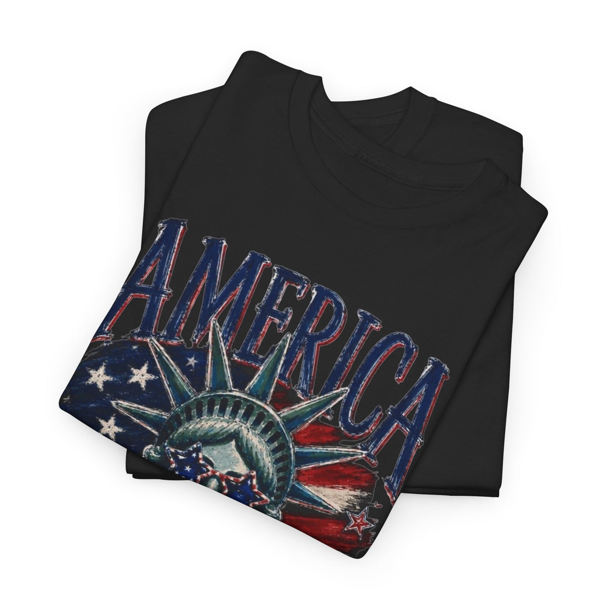 America Statue Of Liberty Graphic T Shirt Men's Heavy Cotton Tee
