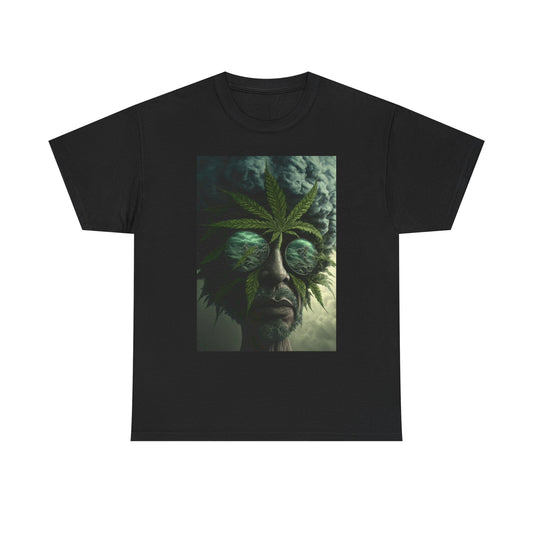 Old Man Weed Leaf Graphic T Shirt Vintage Photo Unisex Heavy Cotton Tee