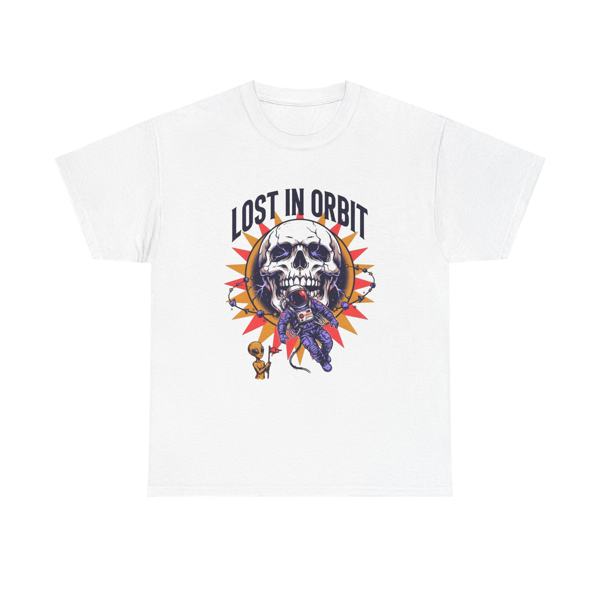 Lost In Orbit Graphic T Shirt Men's Space Alien's Heavy Cotton Tee