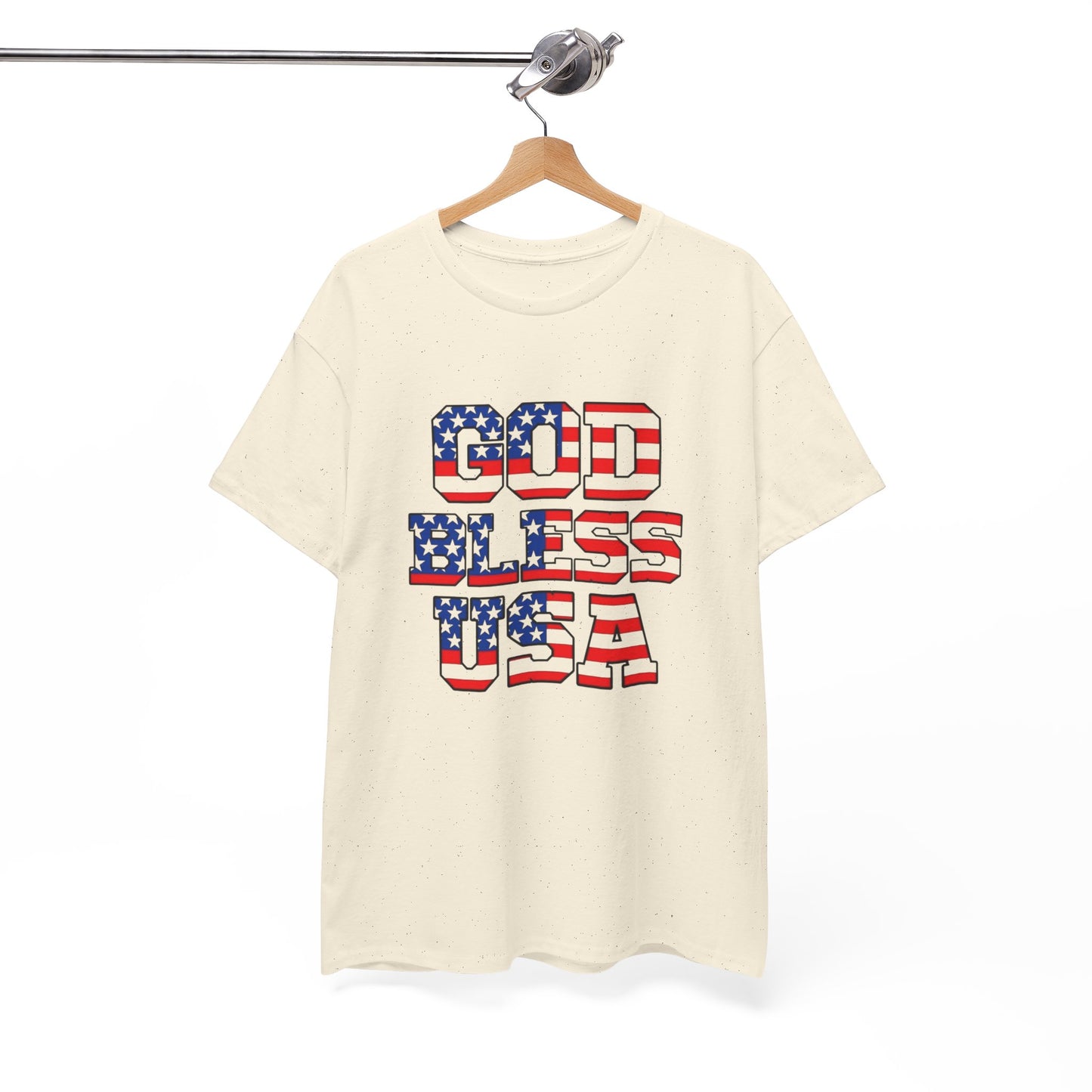 God Bless USA American Flag Graphic T Shirt Heavy Cotton Tee