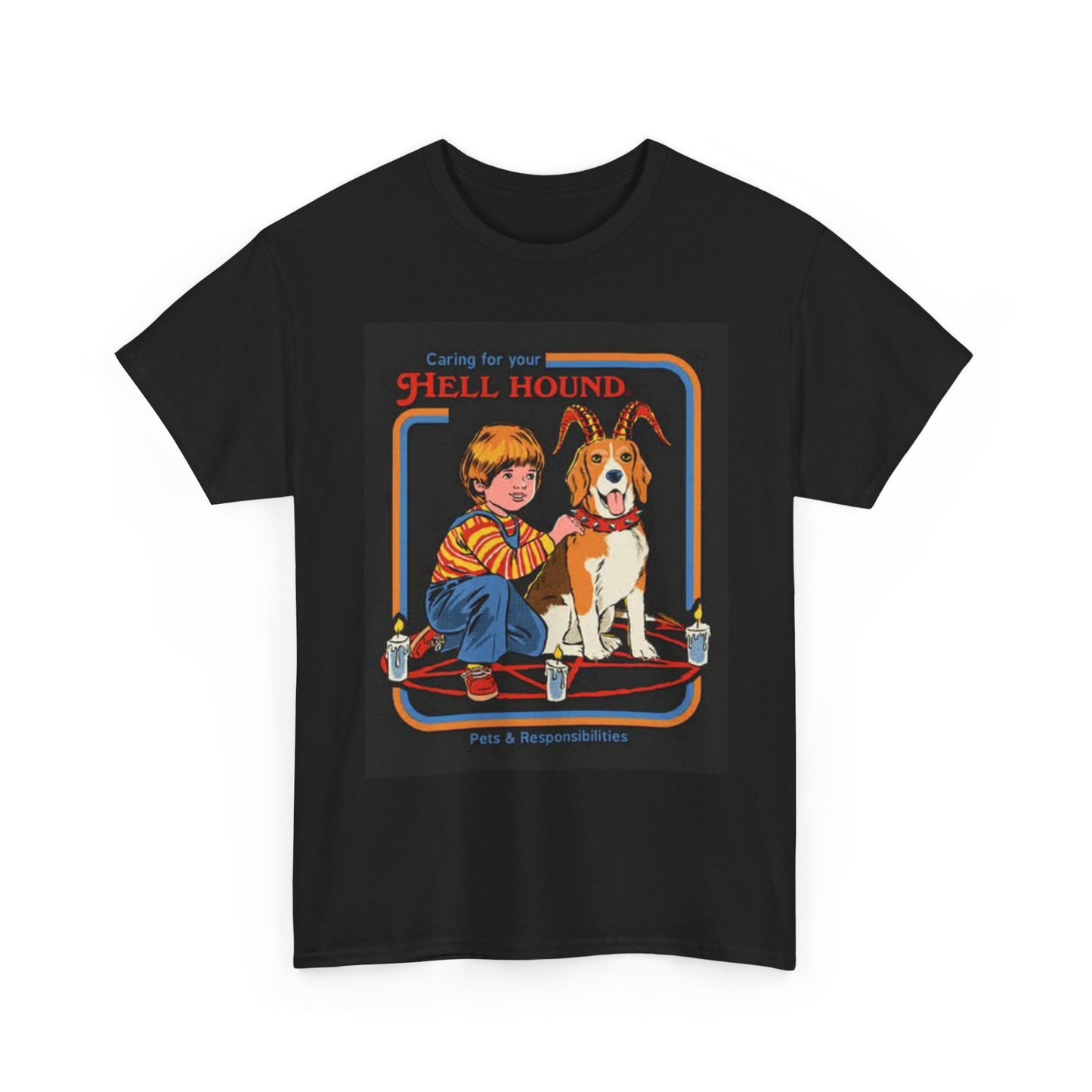 Caring For Your Hellhound Graphic T Shirt Funny 70s Art Poster Unisex
