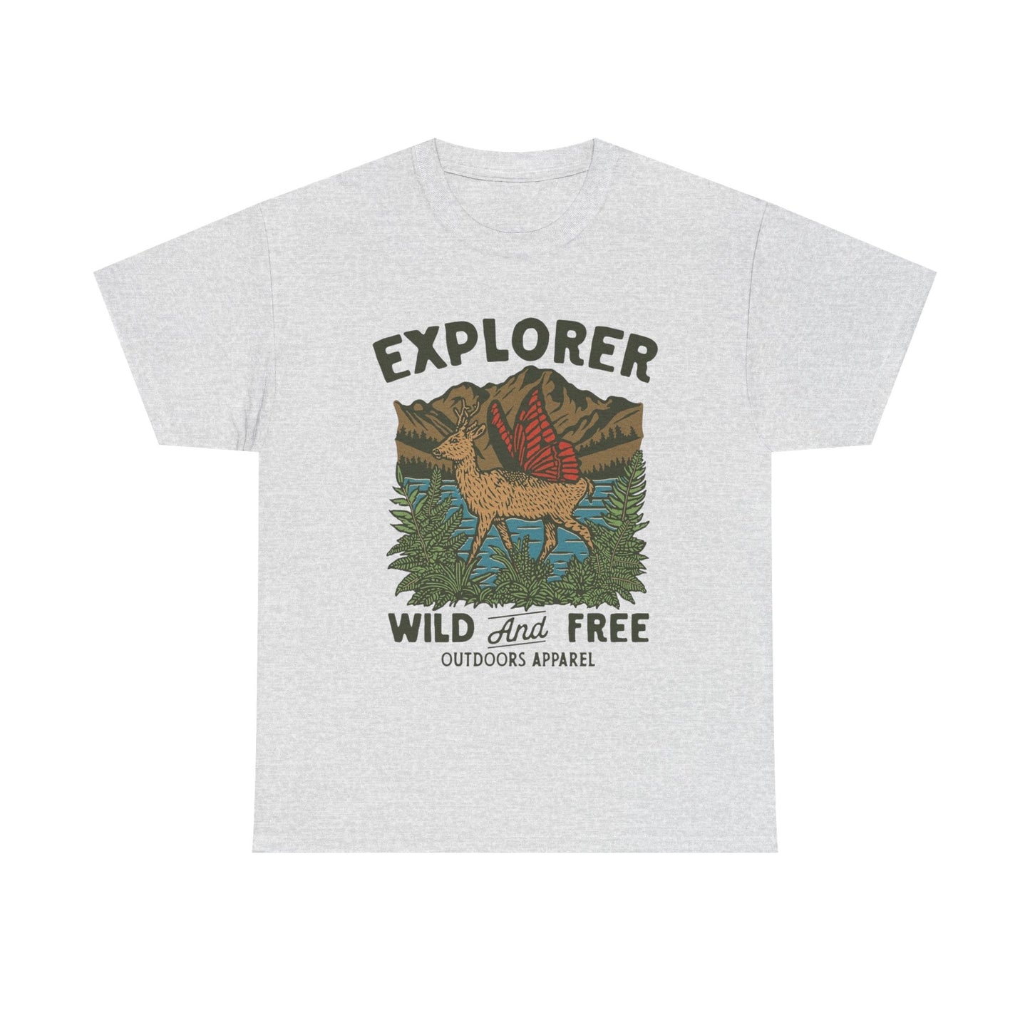 Explorer Wild And Free Graphic T Shirt Unisex Heavy Cotton Tee
