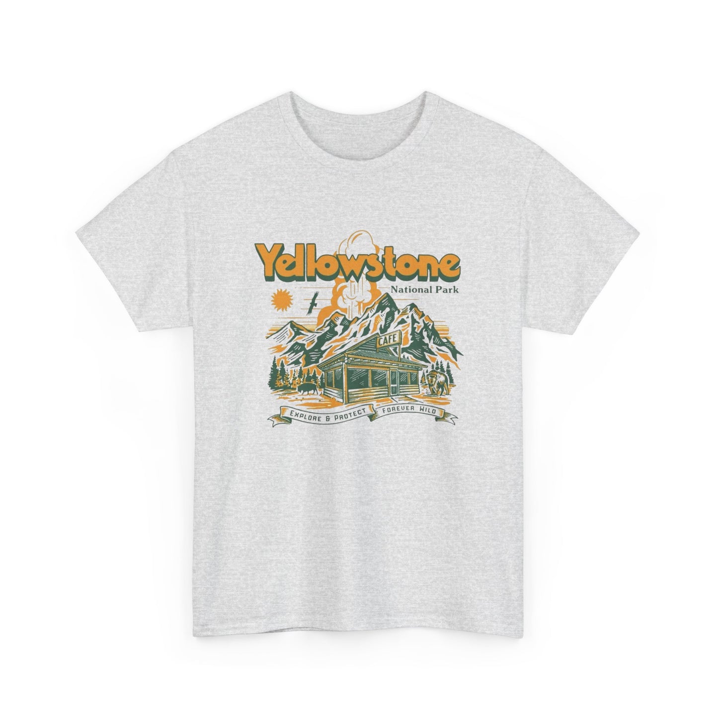 Yellowstone National Park Retro Graphic T Shirt Unisex Heavy Cotton Tee