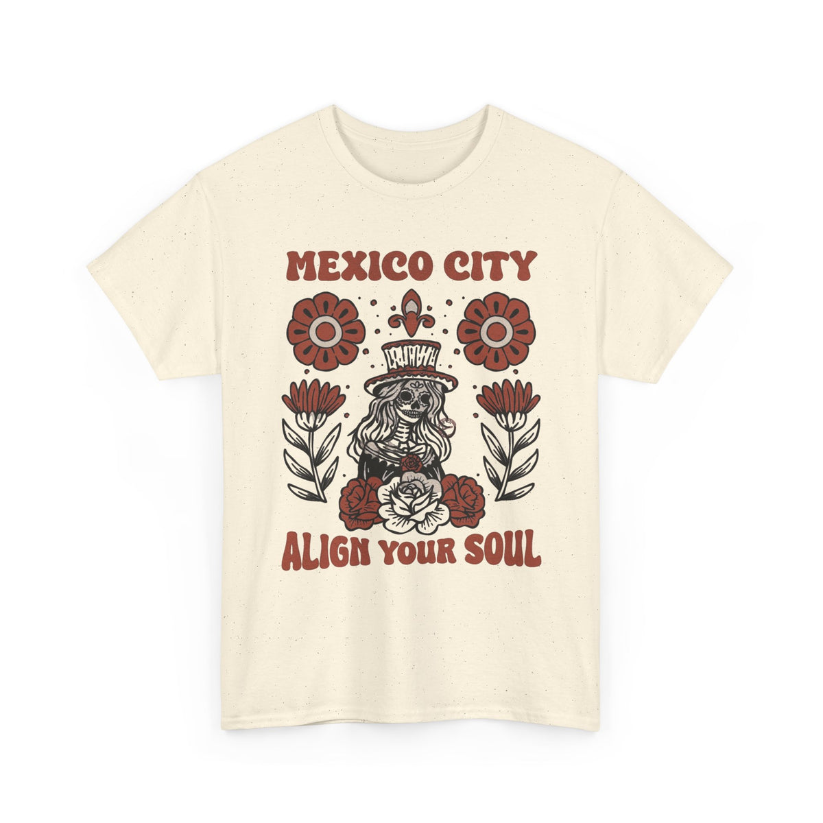 Mexico City Skull and Flowers T-Shirt, Laugh Your Soul Graphic Men's Graphic Tee
