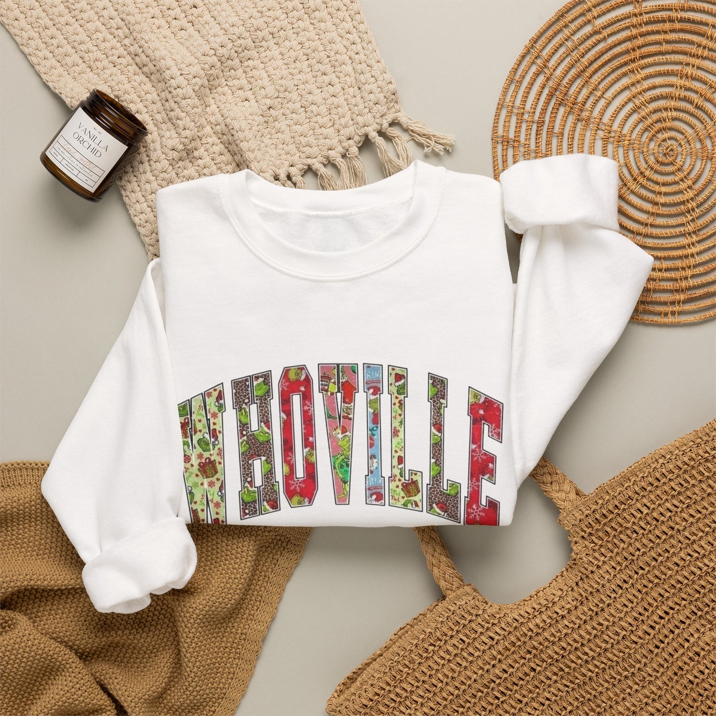 Whoville Graphic Grinch Christmas Sweater NEW Heavy Blend™ Crewneck Sweatshirt