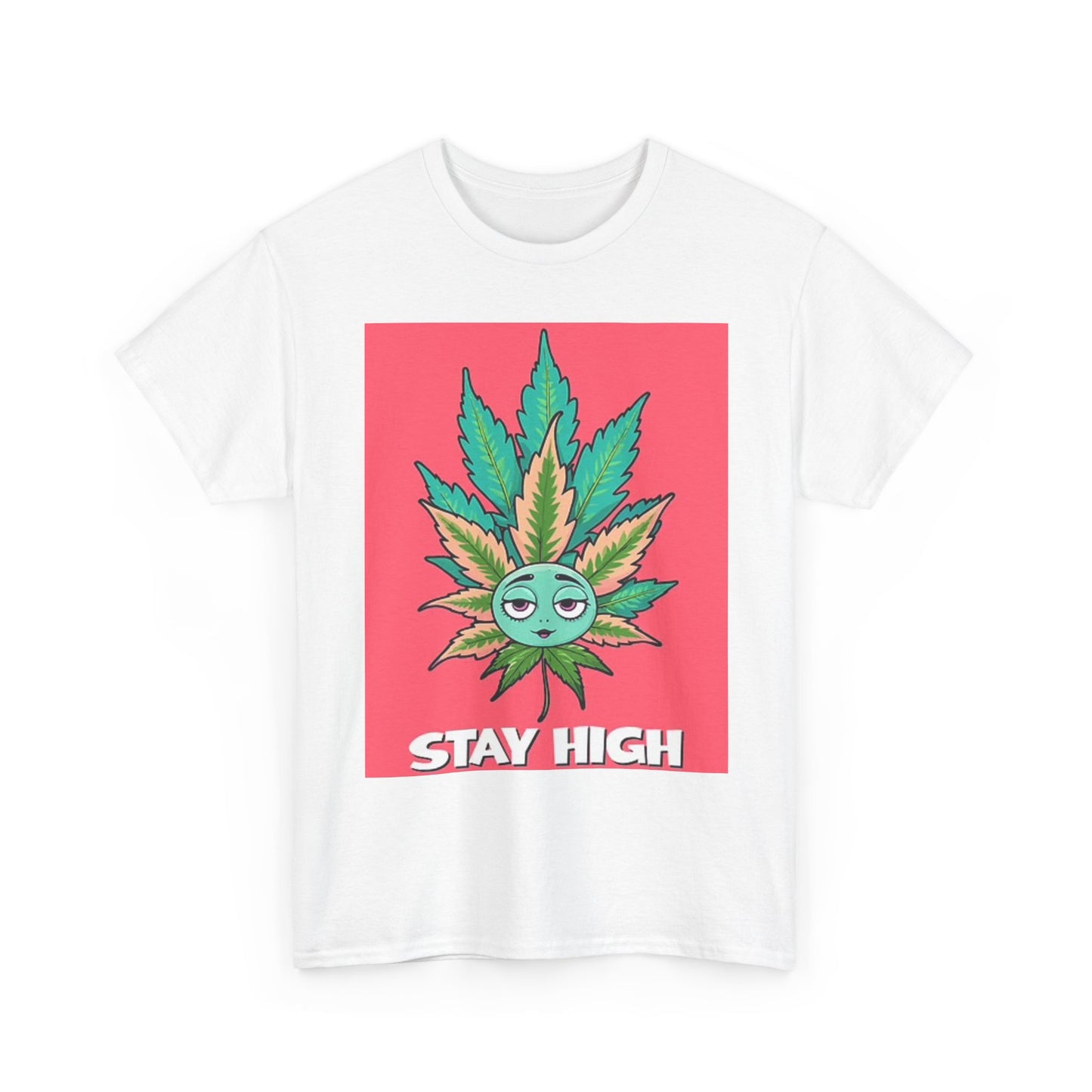 Stay High Graphic T Shirt Weed Leaf Vintage Funny Unisex Heavy Cotton Tee