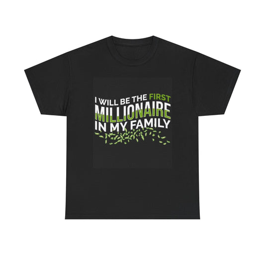 First Millionaire Graphic T Shirt Funny Crypto Bitcoin Unisex Heavy Cotton Tee
