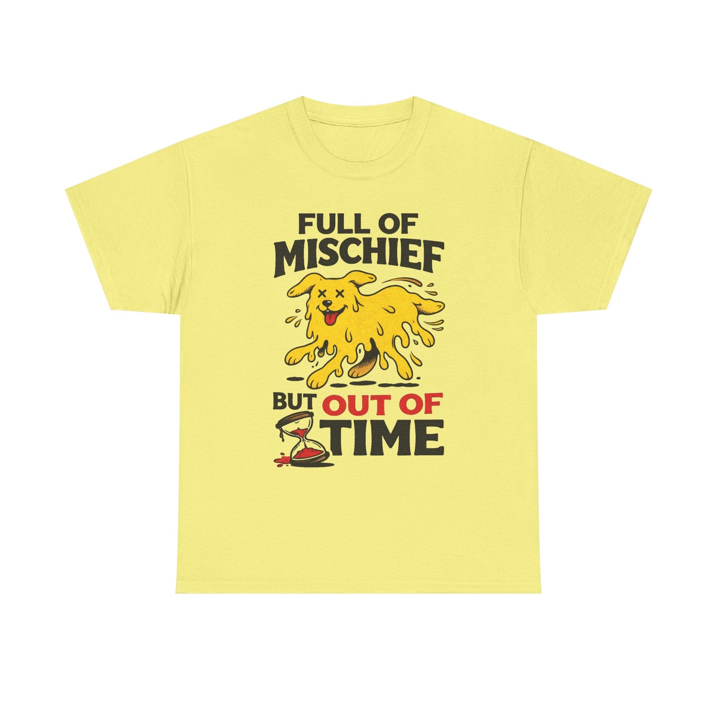 Full Of Mischief Funny Dog Graphic T Shirt Men's Heavy Cotton Tee