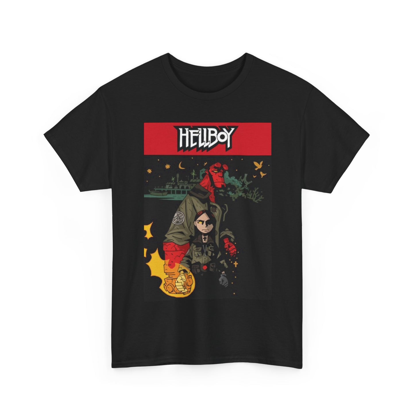 Hellboy Shirt Cartoon Movie Poster Retro Unisex Heavy Cotton Tee
