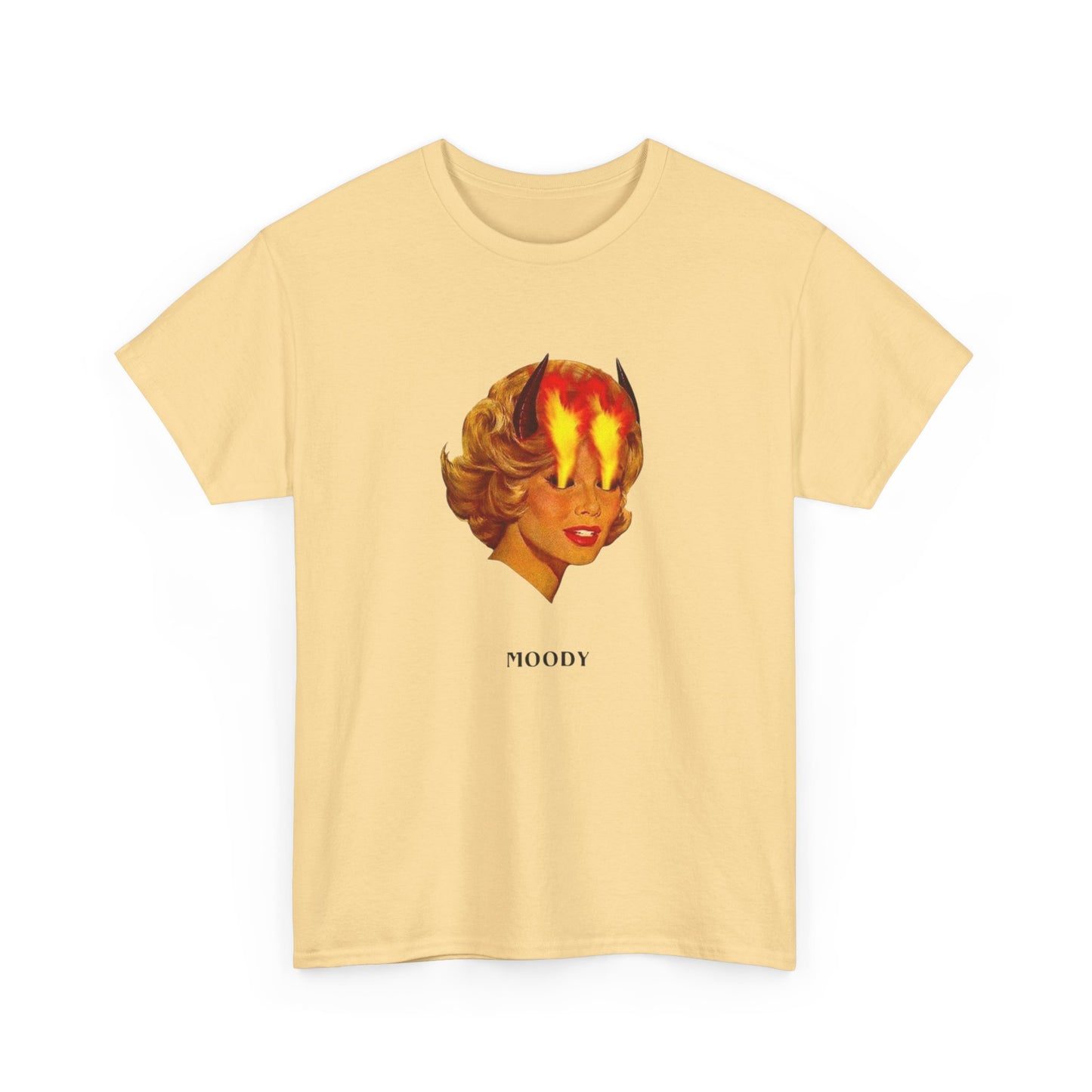 Moody Fire Eyes Model Vintage Graphic T-Shirt Women's Heavy Comfy Cotton Tee