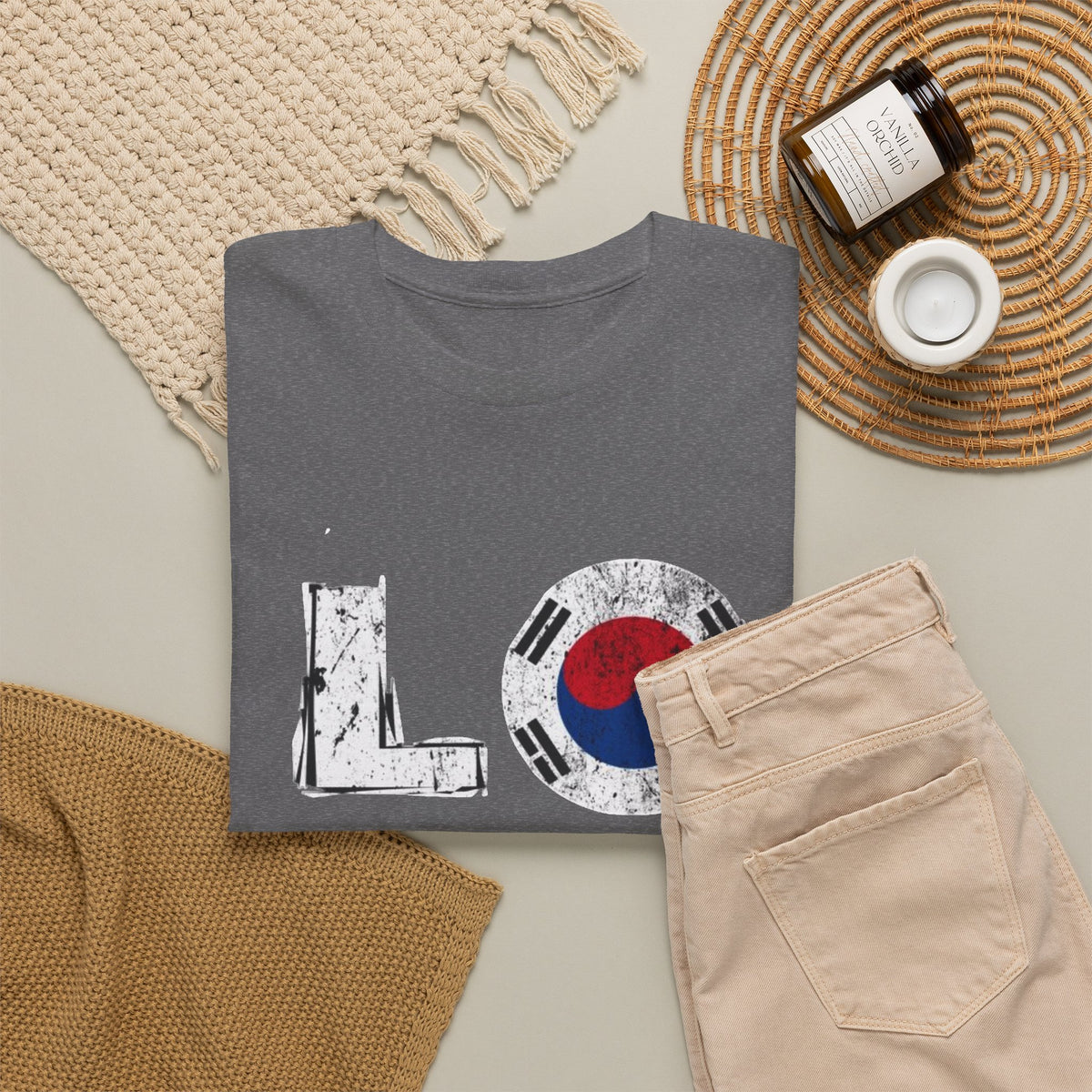 Love South Korea Graphic T Shirt Men's Heavy Cotton Tee