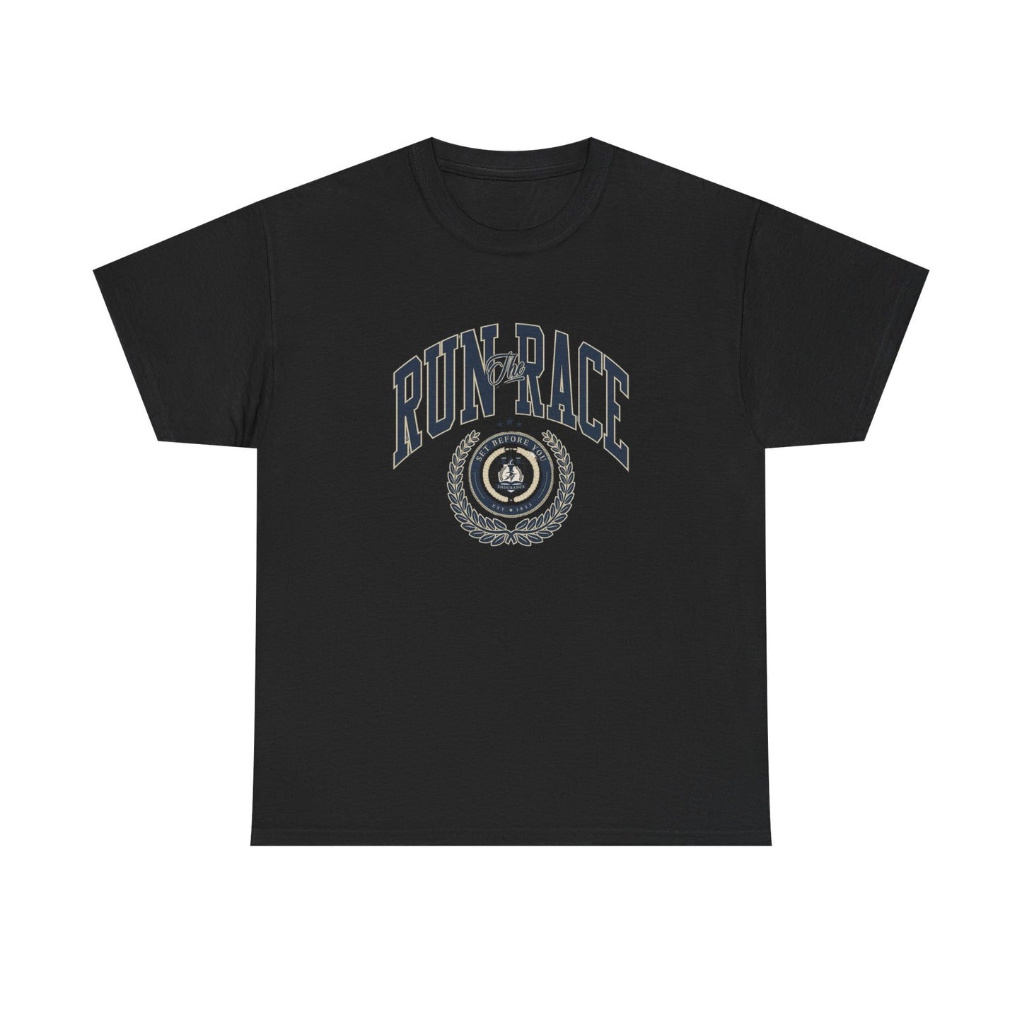 Run The Race Graphic T Shirt NEW Unisex Heavy Cotton Tee