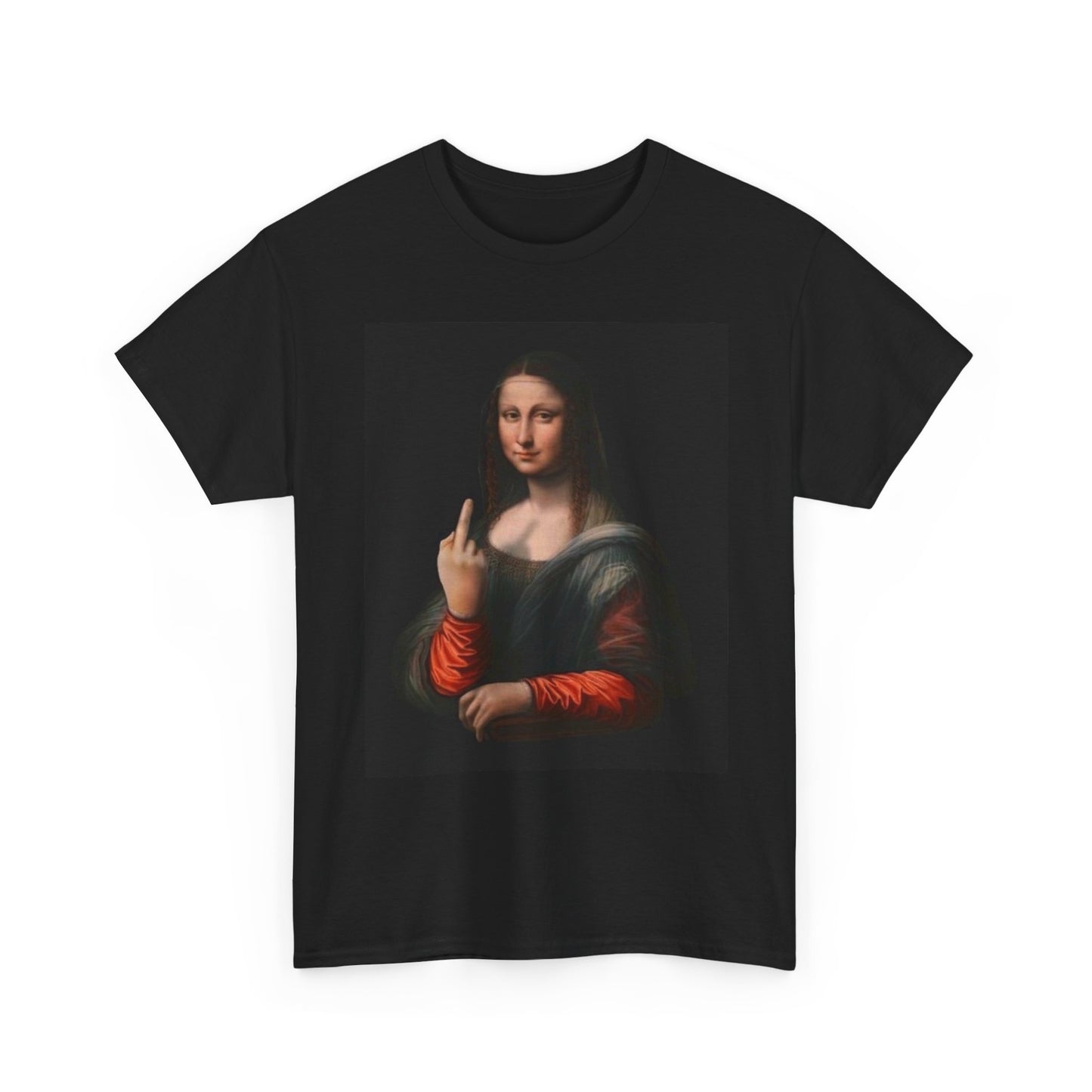 Mona Lisa Middle Finger Funny Graphic T Shirt NEW S-5XL Unisex Heavy Cotton Tee