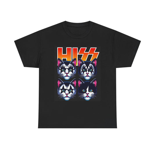 Hiss Cat Graphic T Shirt Funny Cat Jokes Rock And Roll Unisex Heavy Cotton Tee