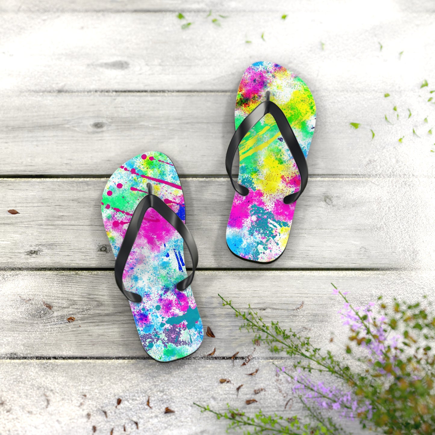 Neon Paint Flip Flops, Sandals Slides, Summer Footwear, Brand New