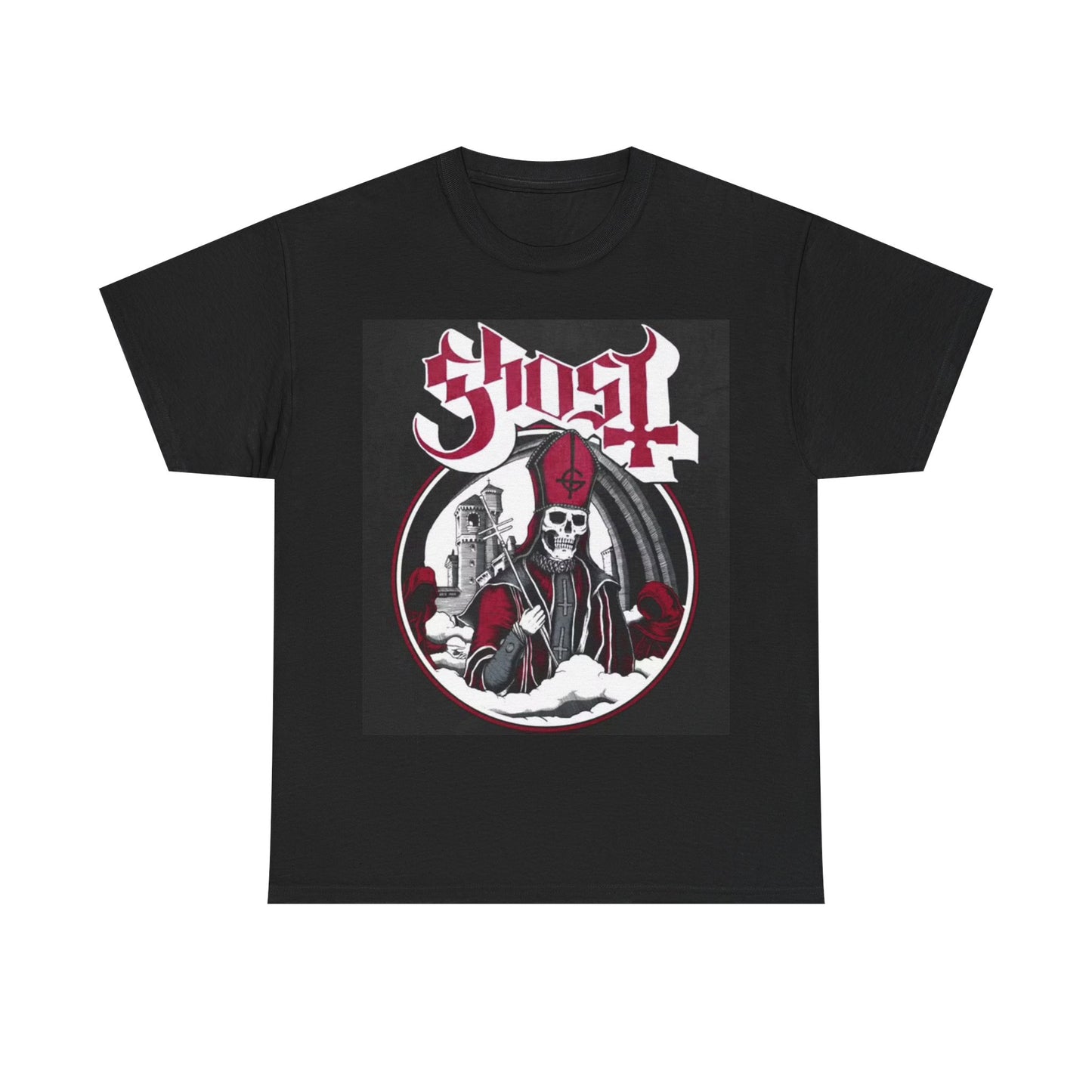 Ghost Tshirt Retro Metal Here Comes Papa retro Rock Unisex Heavy Cotton Tee
