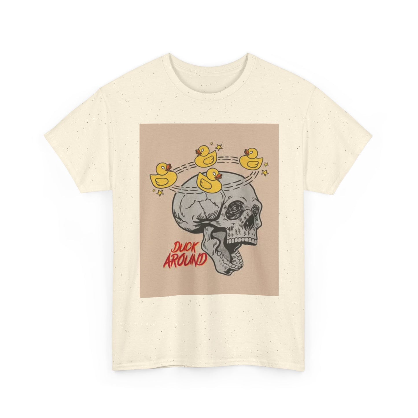 Duck Around Skull Graphic T Shirt Retro Funny Unisex Heavy Cotton Tee