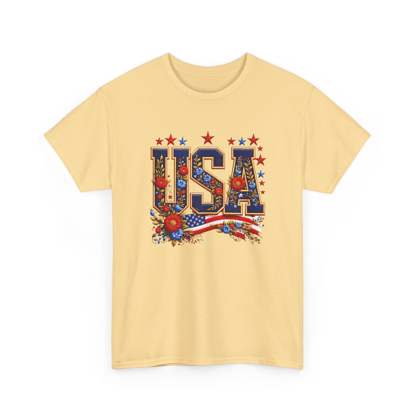 United States Floral Graphic T Shirt Unisex NEW Heavy Cotton Tee
