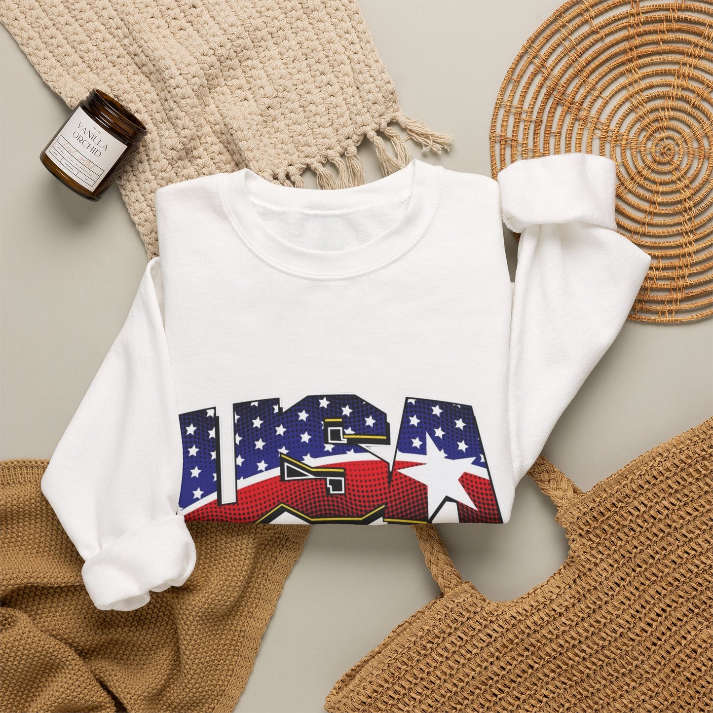 USA American Flag Sweater NEW Unisex Heavy Blend™ Crewneck Sweatshirt