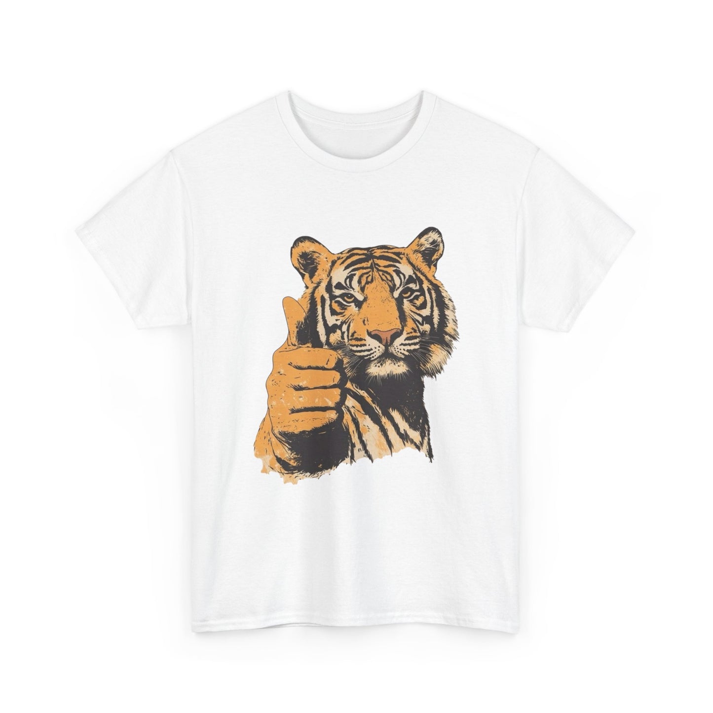 Tiger Thumbs Up Graphic T Shirt Unisex Heavy Cotton Tee