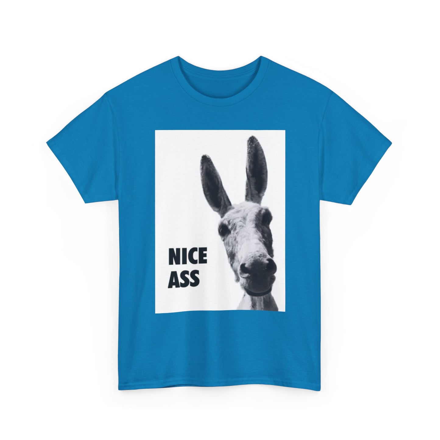 Nice Ass T Shirt Funny Donkey Animal Jokes Comedy Gift Unisex Heavy Cotton Tee