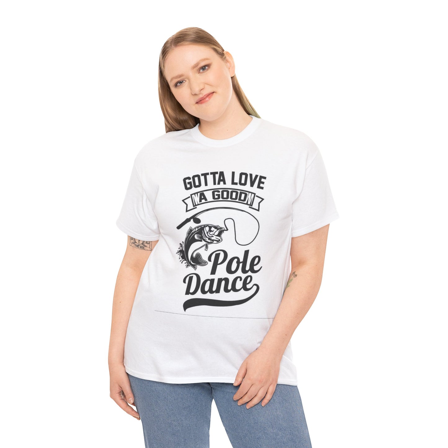 Funny Pole Dancing Fishing Graphic T Shirt Men's Heavy Cotton Tee