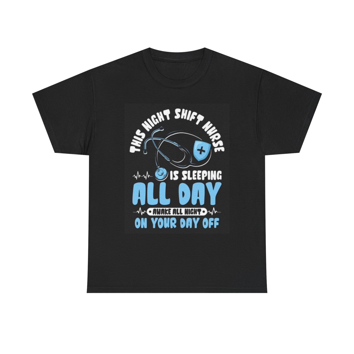 Night Shift Nurse Graphic T Shirt Doctor CNA Funny Unisex Heavy Cotton Tee
