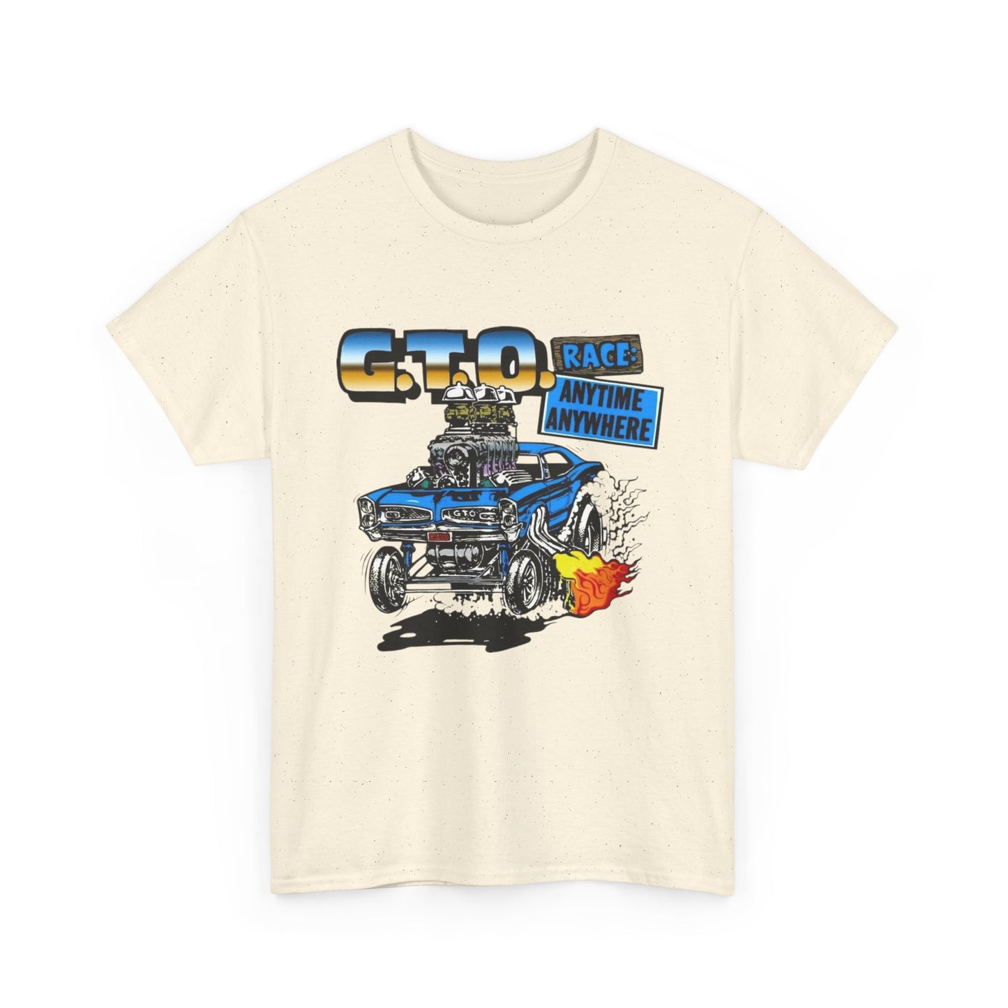 Pontiac GTO Race Anytime Vintage Graphic T Shirt NEW Unisex Heavy Cotton Tee