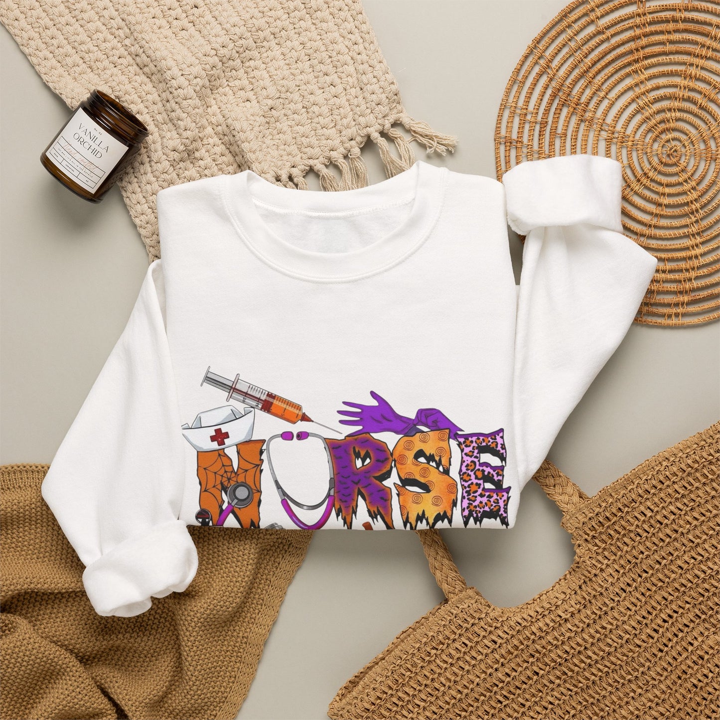 Halloween Nurse Graphic Sweater NEW Unisex Heavy Blend™ Crewneck Sweatshirt