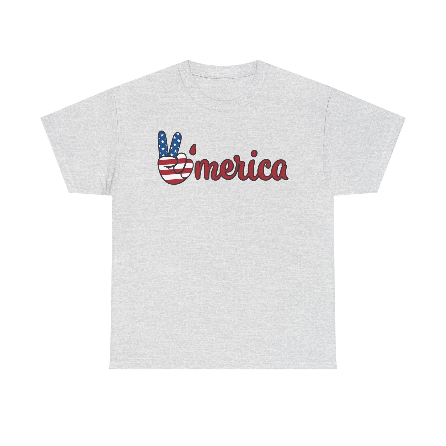 America Peace Sign Graphic T Shirt USA American Flag Unisex Heavy Cotton Tee