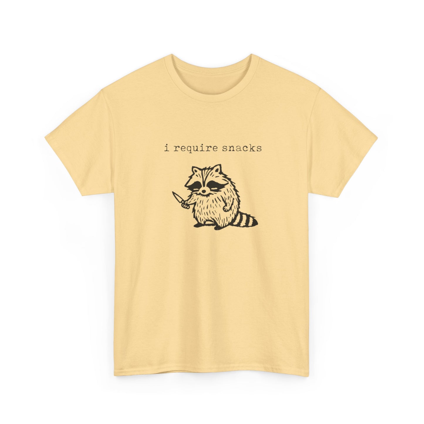 I require Snacks Funny Graphic T Shirt Unisex Heavy Cotton Tee