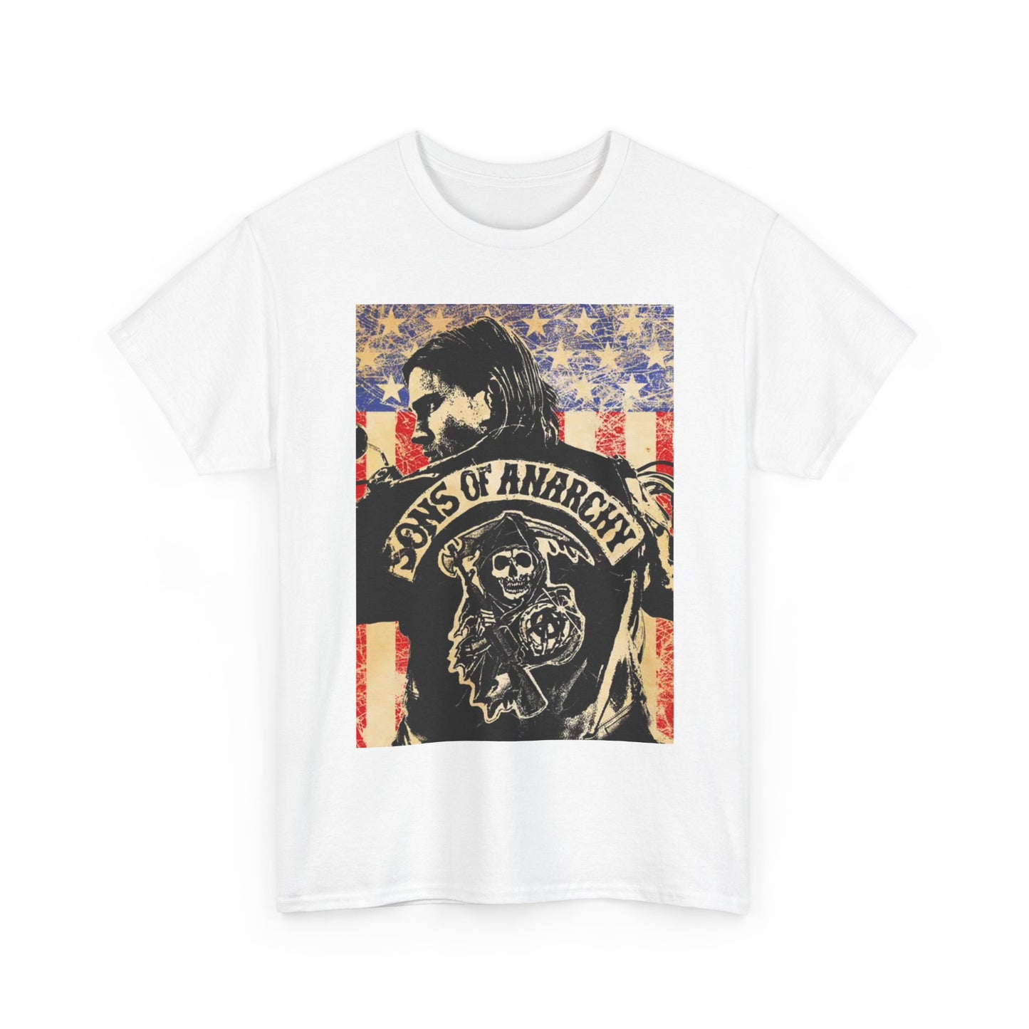 Sons Of Anarchy Tshirt American Flag Biker California Unisex Heavy Cotton Tee