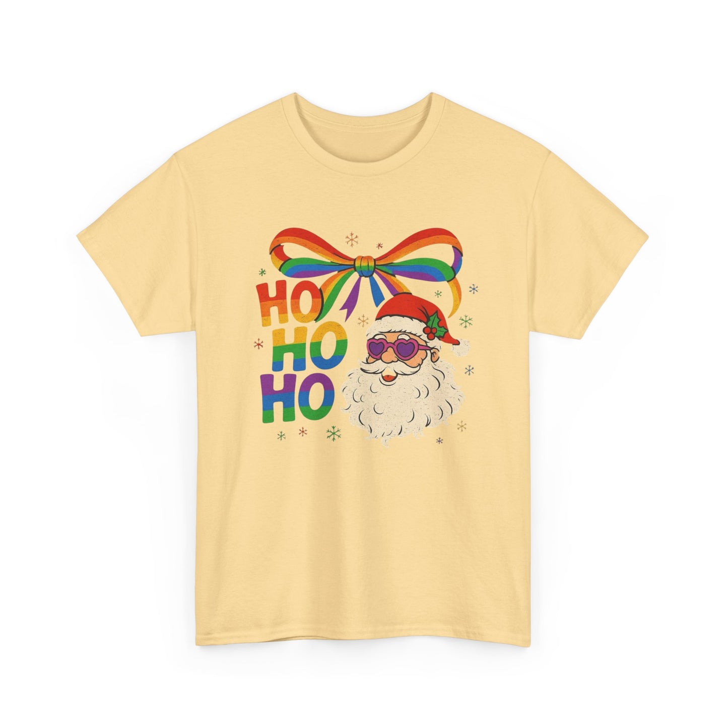 Ho Ho Ho Rainbow Santa Christmas Graphic T Shirt NEW Unisex Heavy Cotton Tee